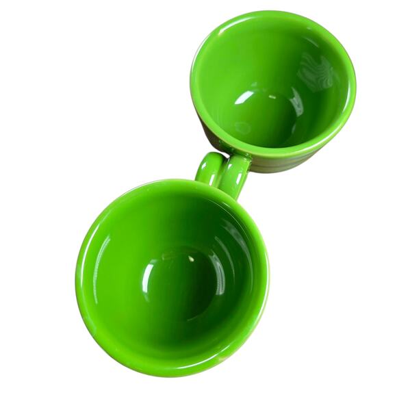 Lot of 2 Fiesta Ware Flat Cups Chartreuse Green HLC USA Replacement - Picture 5 of 9